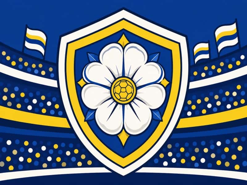 Arte de categoría del Leeds United — tema de fútbol blanco y amarillo